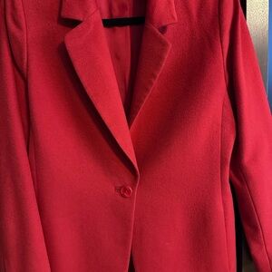 Dana Buchman Red Blazer Classic Lapel Tailored